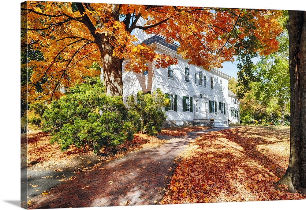 Low Angle Fall Scenic View of a 18th Century Mansion the Ford Mansion, Washington's Headquarters, Morristown, New Jersey, USA