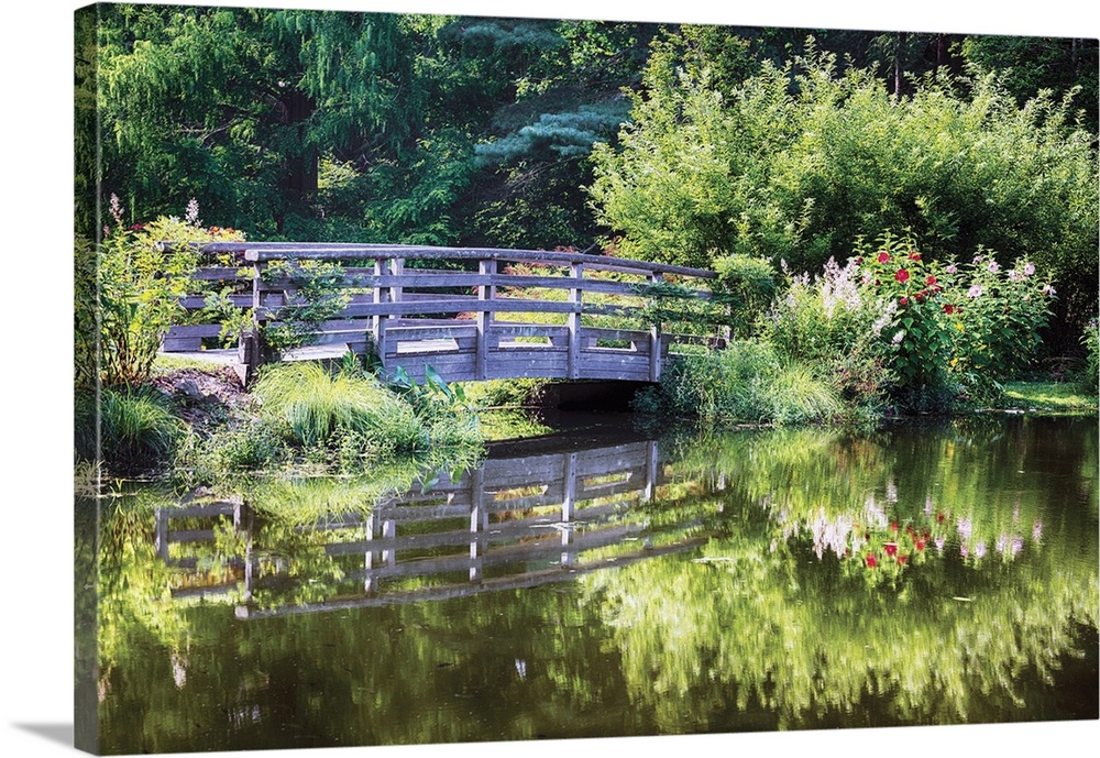 Garden Pond with a Footbridge and Flowers, Far Hills, New Jersey