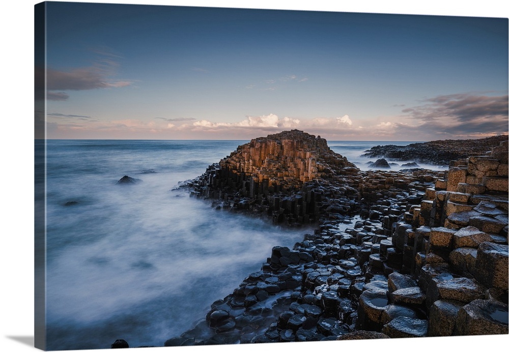 Long exposure of waves at Giant's Causeway, a UNESCO World Heritage site in Northern Ireland.