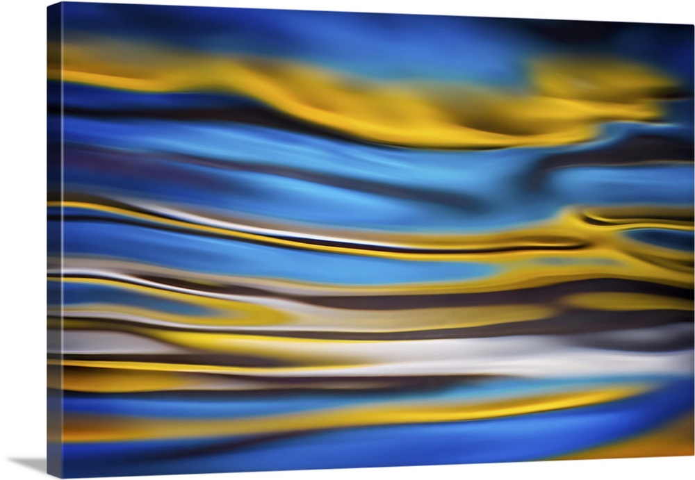Abstract landscape in gold and blue.
