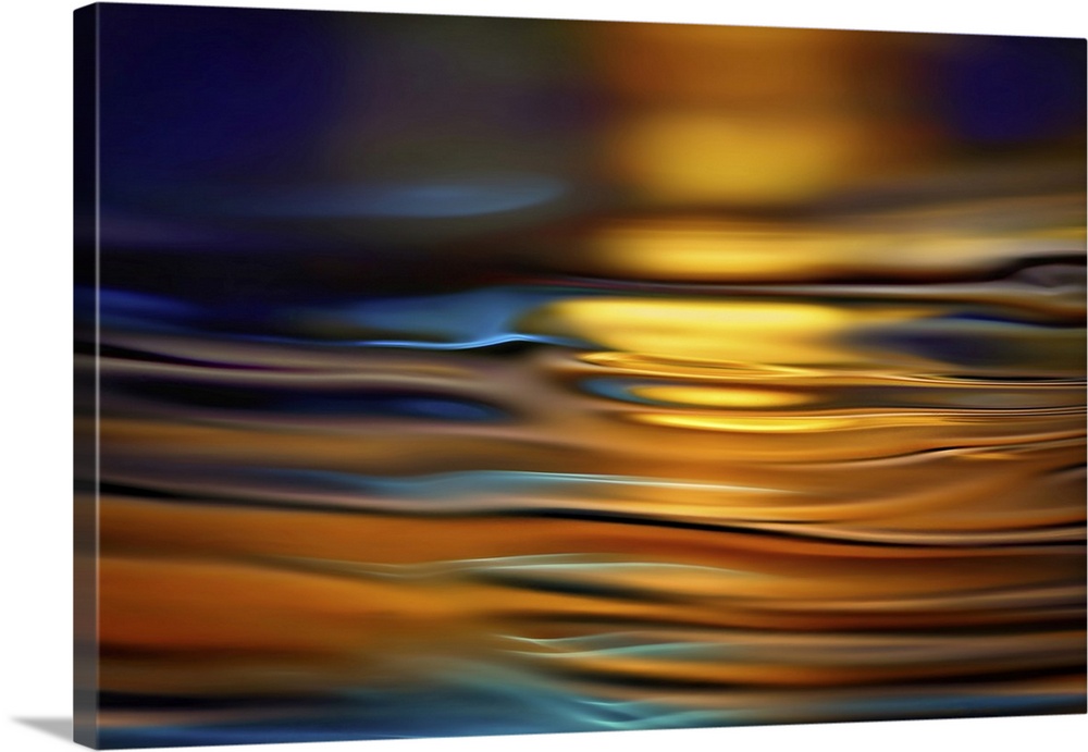 Closeup of golden evening water waves.