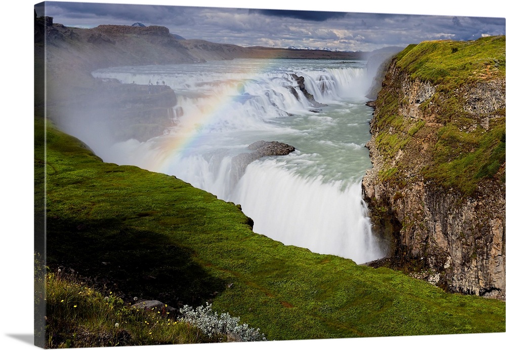 High Angle View of The Gulfoss Waterfall During Summer; Iceland, Europe