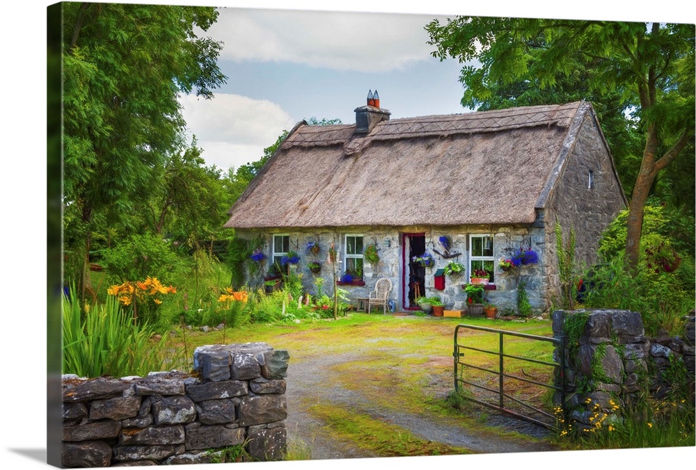Irish traditional house with its garden