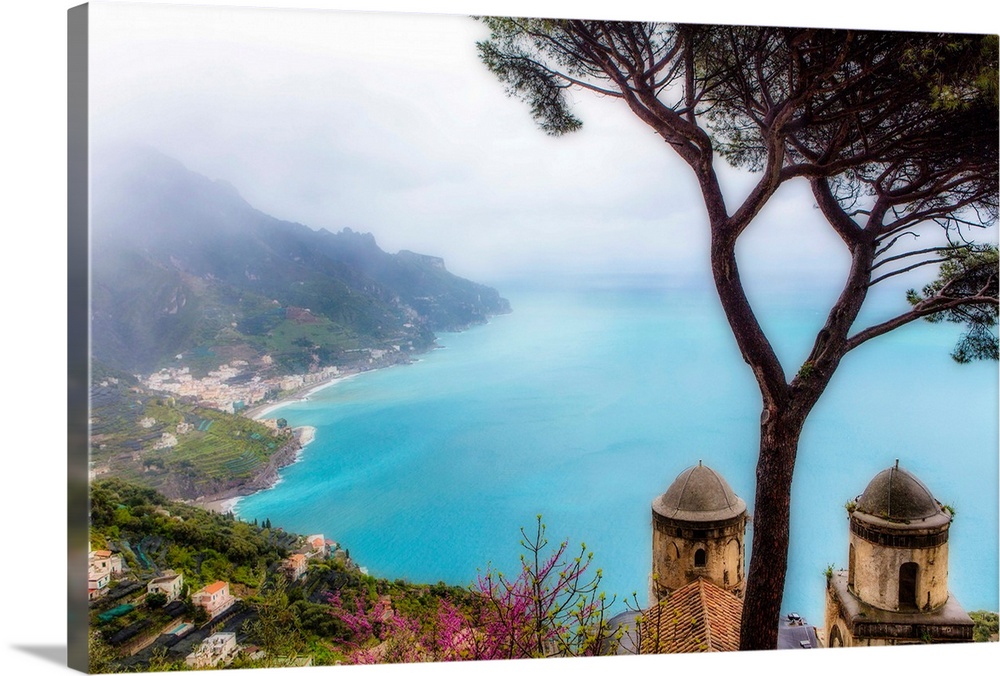 High angle view of the Amalfi Coast at Ravello, Campania, Italy.