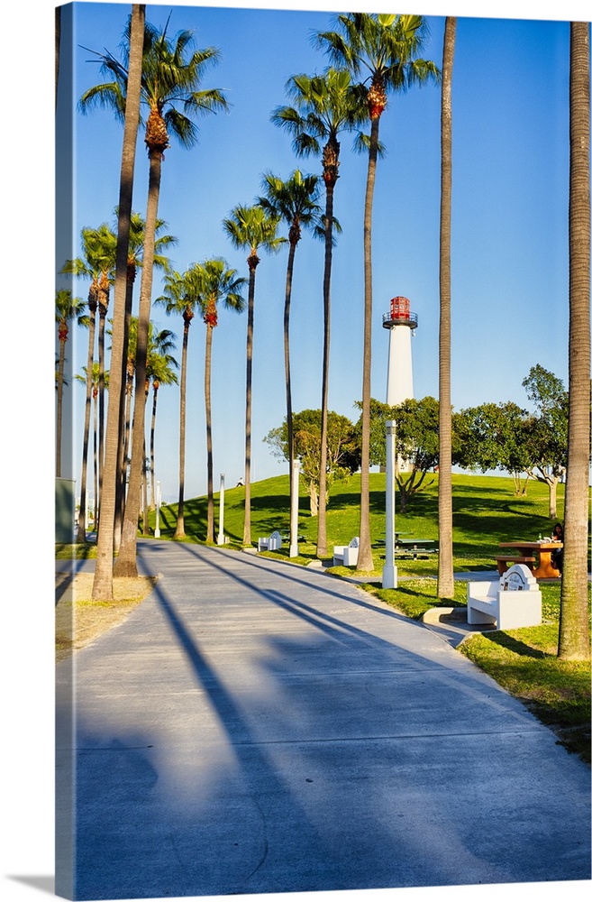 Park wit a Wlakway Leading to a Lighthouse, Long Beach, California.