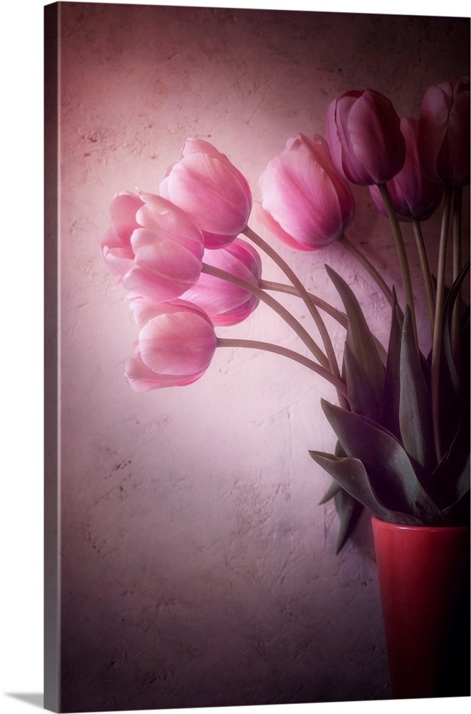 Bouquet of tulips with photo texture