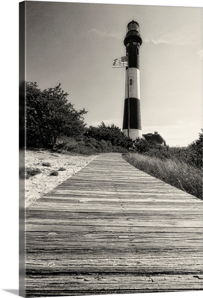 Low Angle View of the Fire Island Lighthouse with a Boardwalk, Long Island, New York