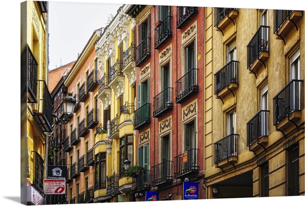 Colorful Balconies of Calle De Las Fuentes, Madrid, Spain