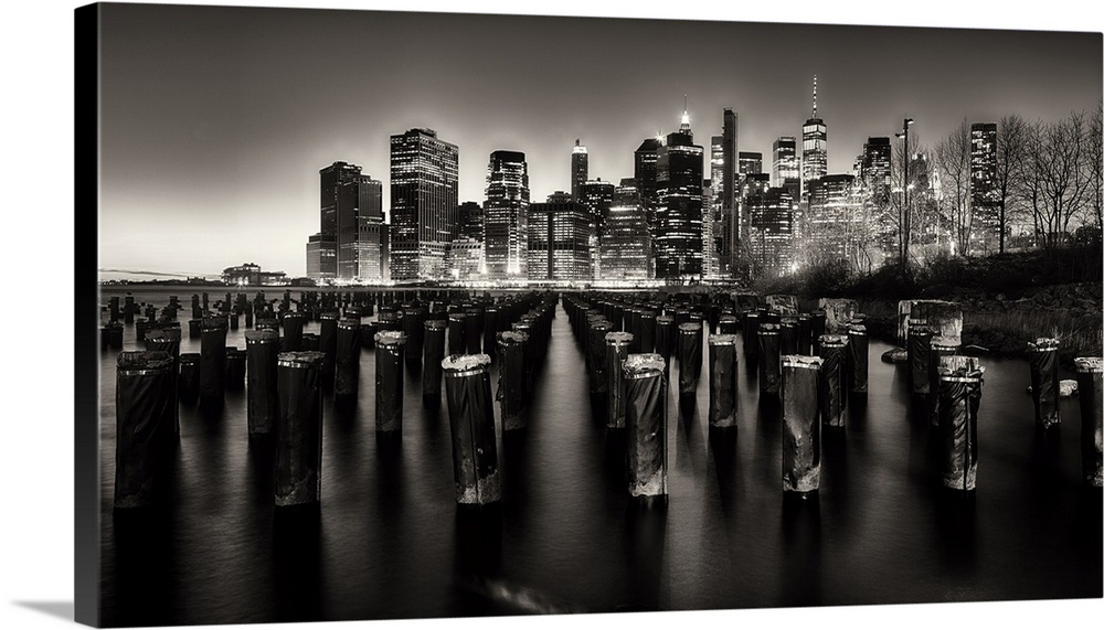 Lower Manhattan Nightscape Viewed from Brooklyn, New York City.
