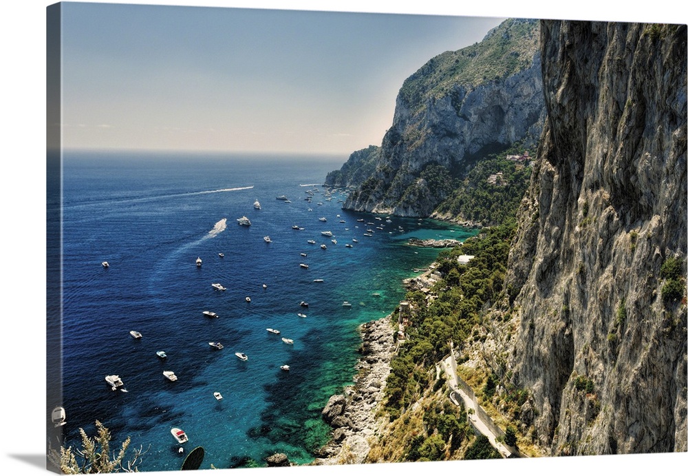 High Angle View of a Rugged Coastline, Marina Piccola, Capri, Campania, Italy.