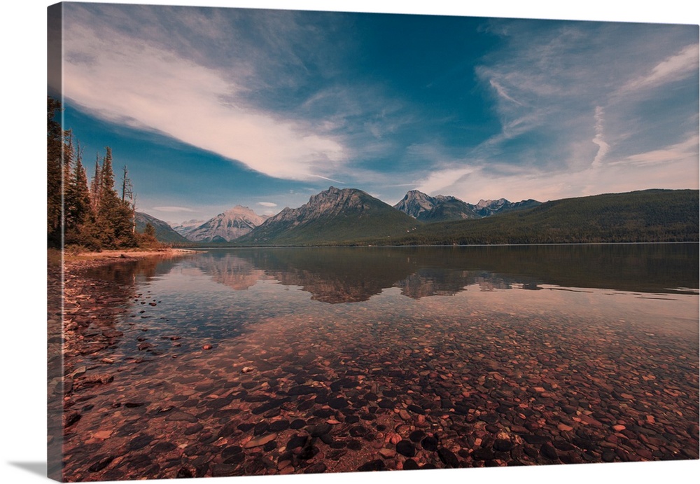 McDonald Lake and its refletion in Glacier National Park, Montana.