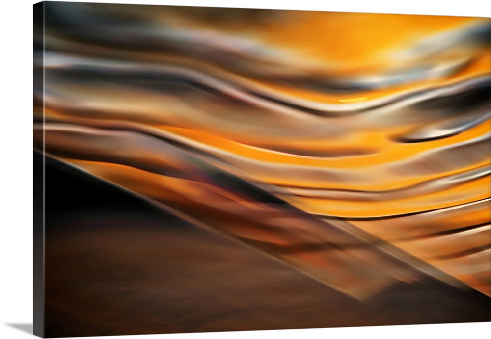 Abstract artwork of flowing earthy colors that have been blended to create subtle ripples above an ambiguous mountain shape.