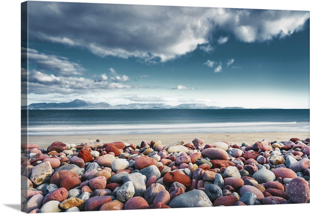 Mulranny Beach in Ireland with pebbles in the foreground