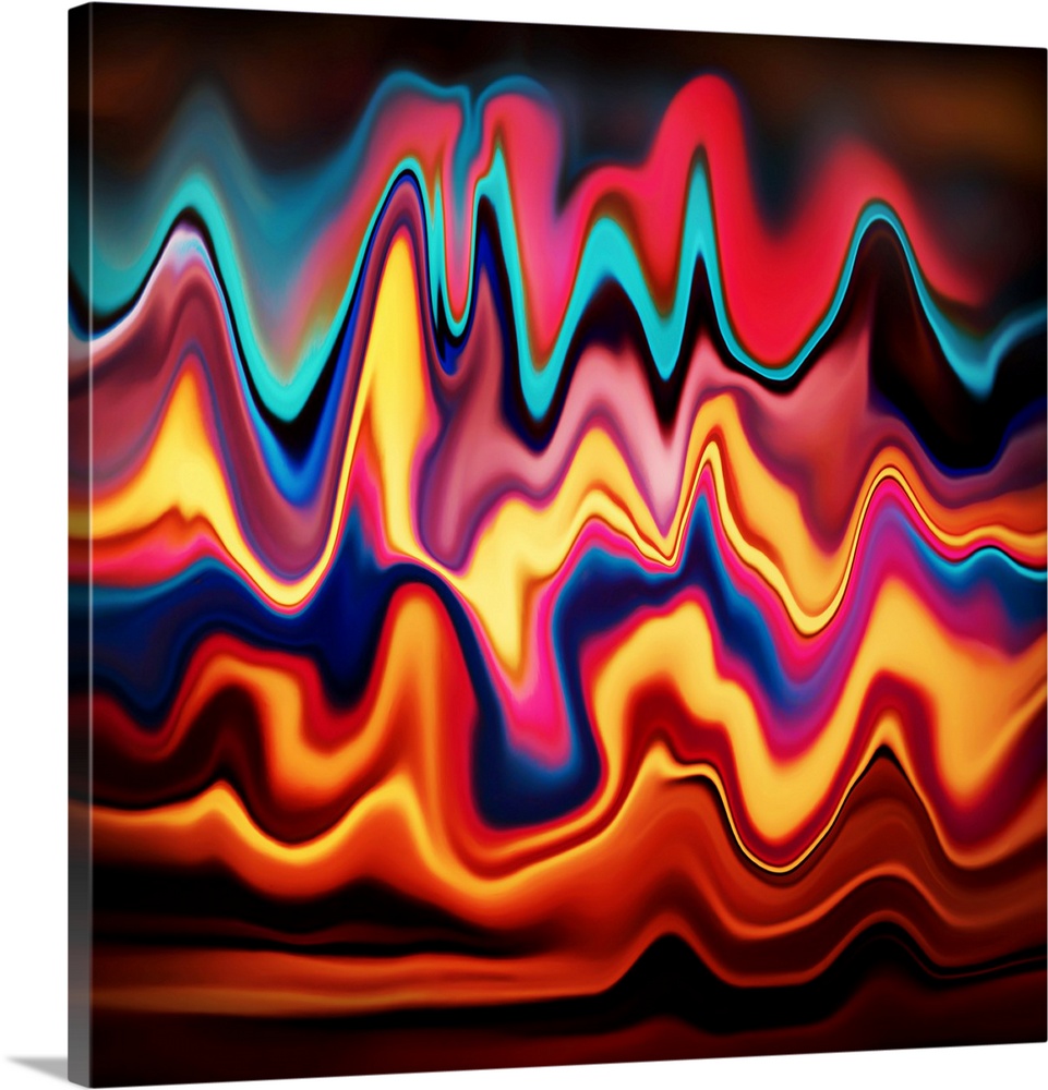 Square abstract with colorful wavy lines.