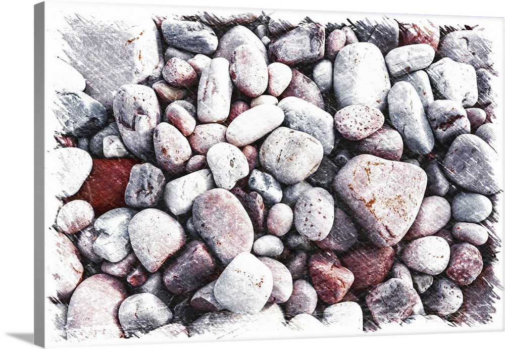 Small and large pebbles with a drawing effect