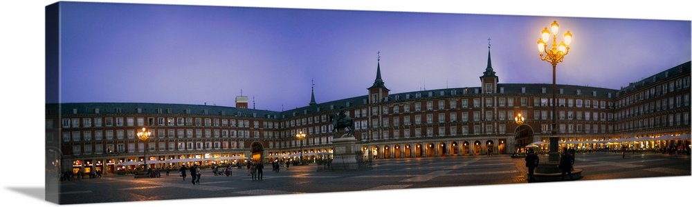 Night Panorama of Plaza Mayor, Madrid, Spain