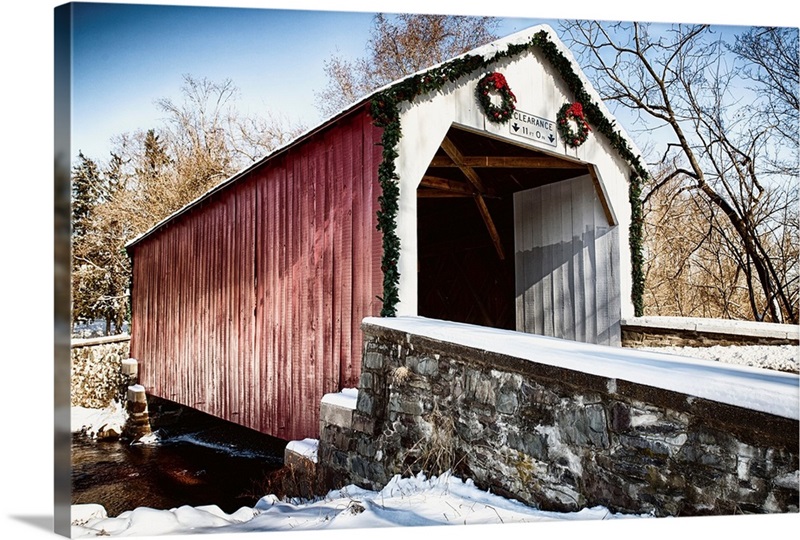 Red Covered Bridge I Wall Art, Canvas Prints, Framed Prints, Wall Peels