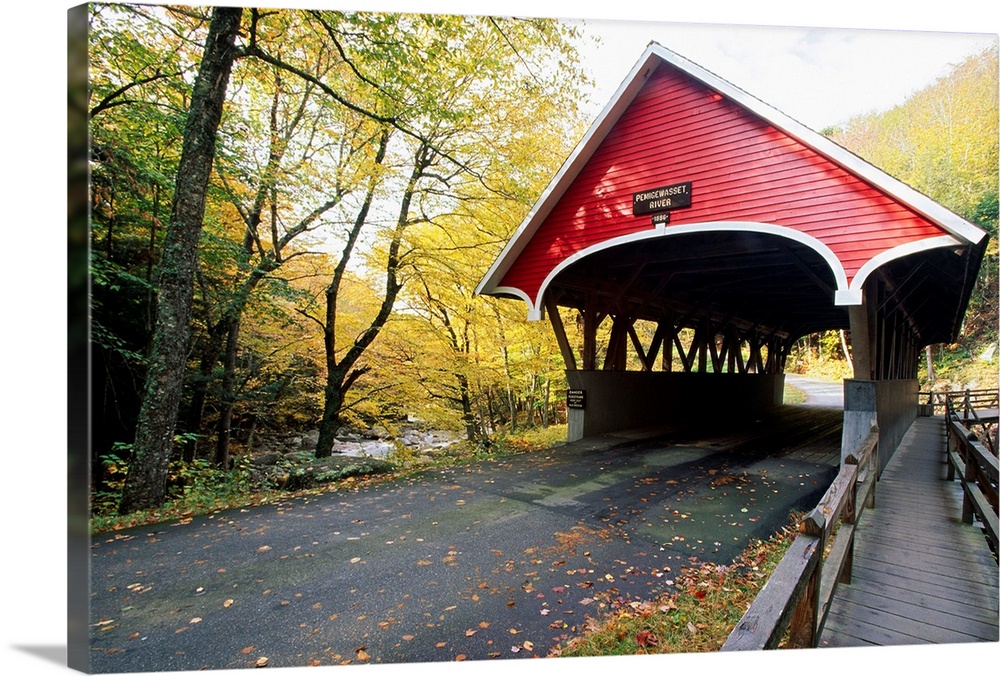 View of a Covered Bridge, Flume Bridge, Lincoln, New Hampshire