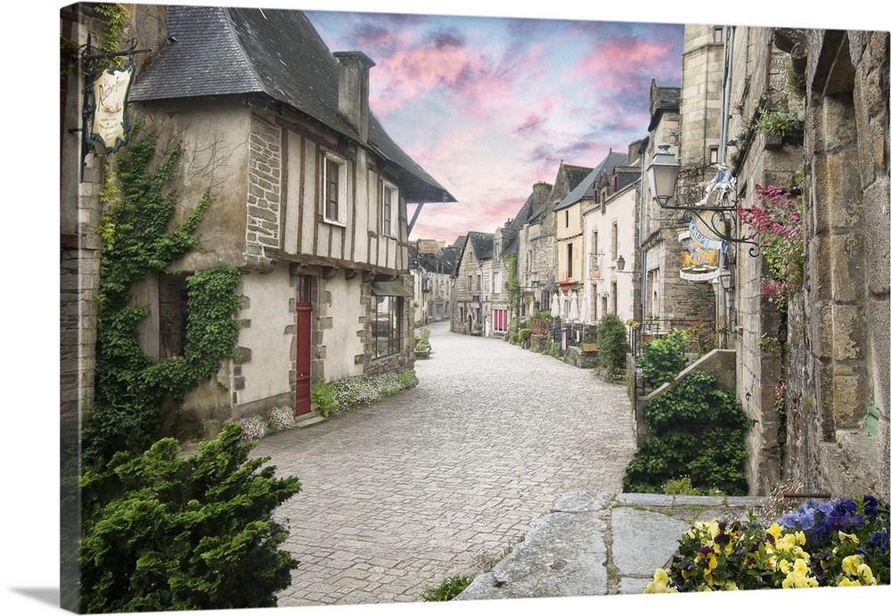 Cobblestone walkway through the village of Rochefort in France.
