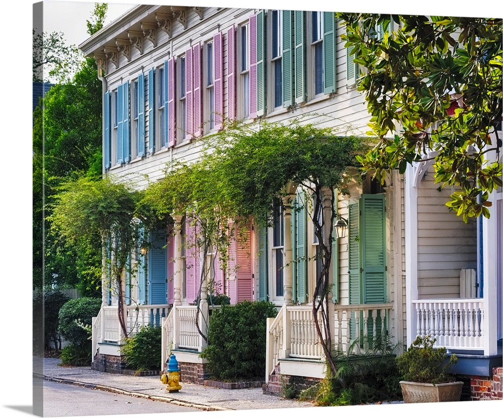Colorful Historic Row Houses, Savannah, Georgia