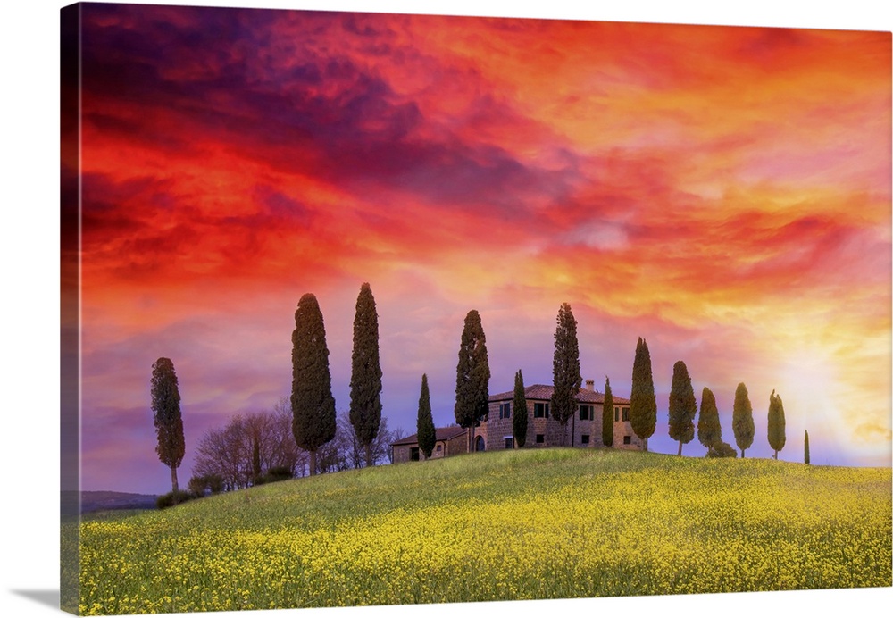 This photo was taken during an amazing sunset near Pienza. It is a very popular Tuscan farm but what makes it unique in th...