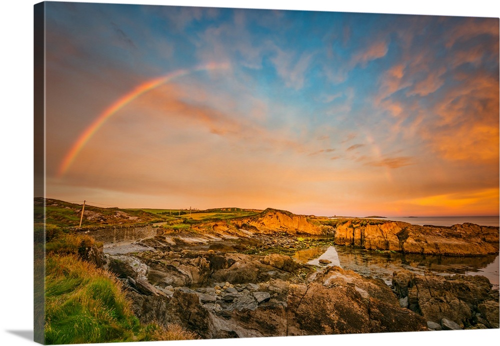 Rainbow over a beach in Ireland
