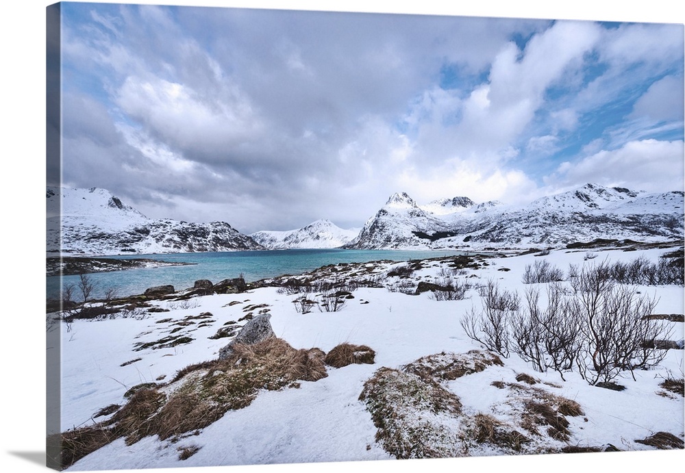 Snowy fjord in Norway