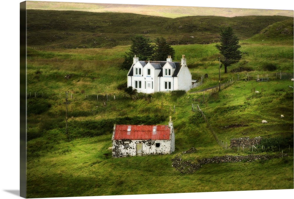 Fine art photo of two houses in the Scottish countryside.