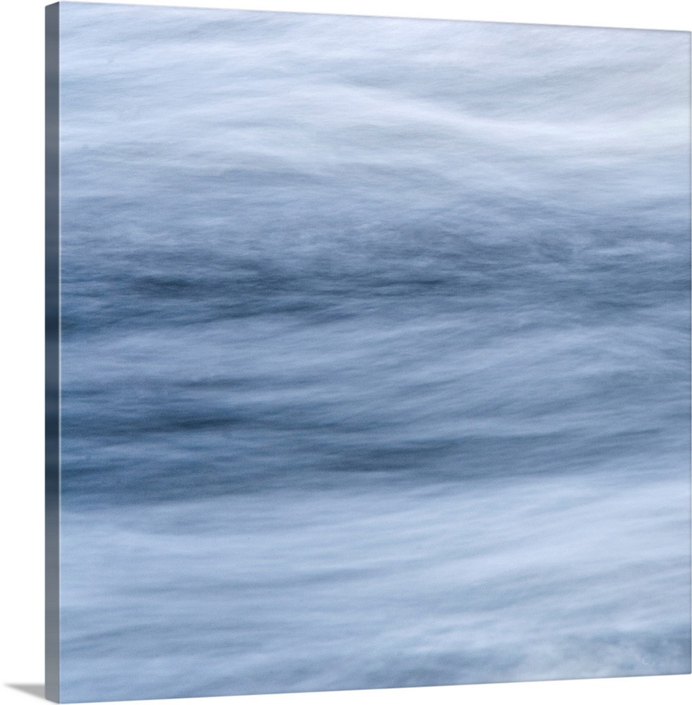 An abstract piece of artwork with streams of soft clouds running horizontally across the print.