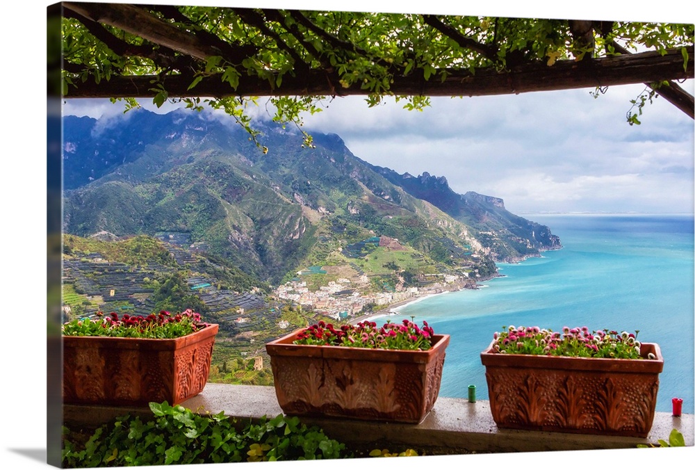 Scenic view from Under a Trellis, Ravello, Amalfi Coast, Campania, Italy.
