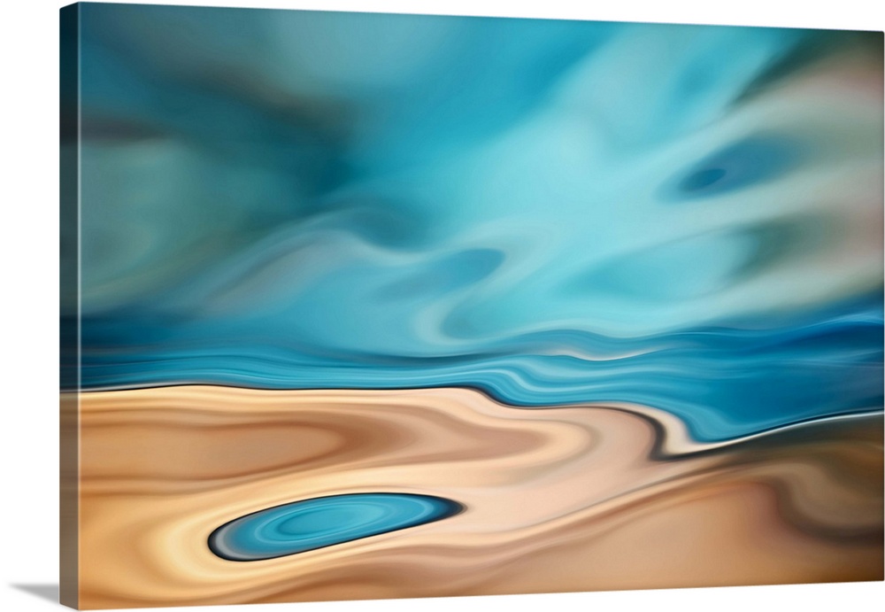Abstract photography - representation of a small lagoon close to a much larger body of water, likely the ocean. Part of my...