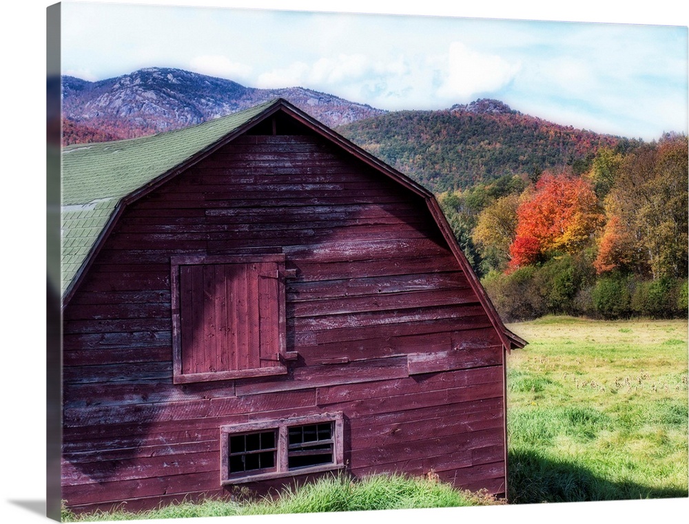 Old Barn in the Adirondacks during Fall Season, New York State.