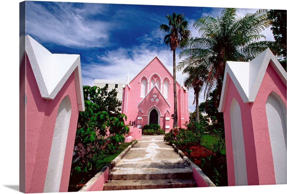 View of a Pink Church,St Andrew's Presbyterian Church, Hamilton, Bermuda