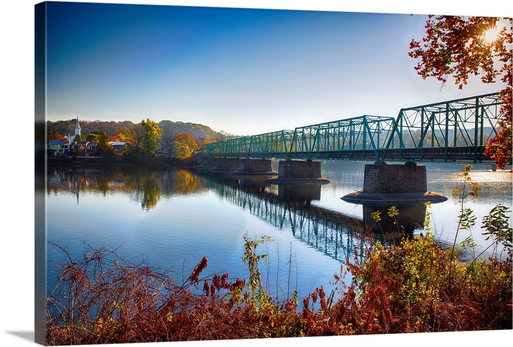 Fine art photo of a bridge crossing a wide river in New Jersey.