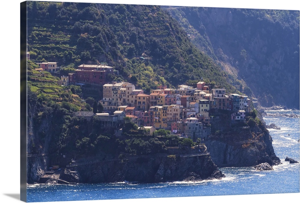 Small Town on a Cliff at Seaside, Corniglia, Cinque Terre, Ligur