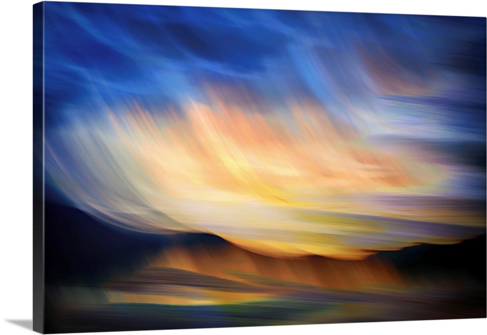 Abstract image of Slocan lake in British Columbia, Canada, giving an impression of a sunset on the lake. The image was mad...