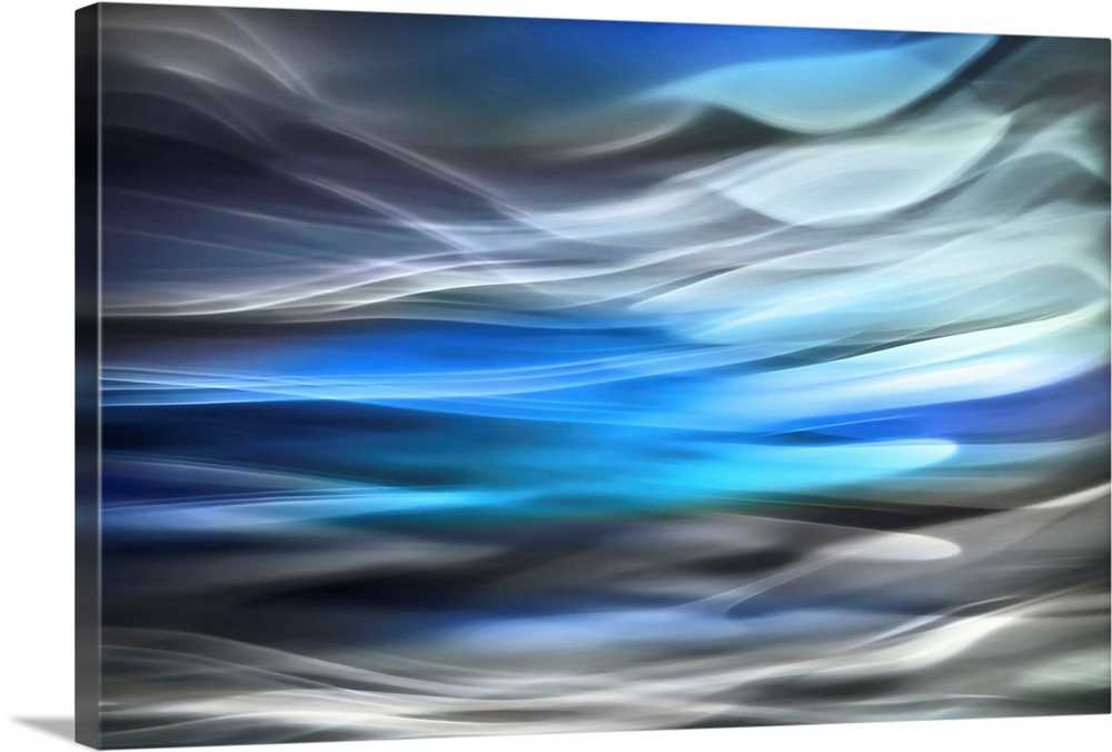 Abstract photography, composite of a number of images - representation of a lake in the mountains, barren land all around....