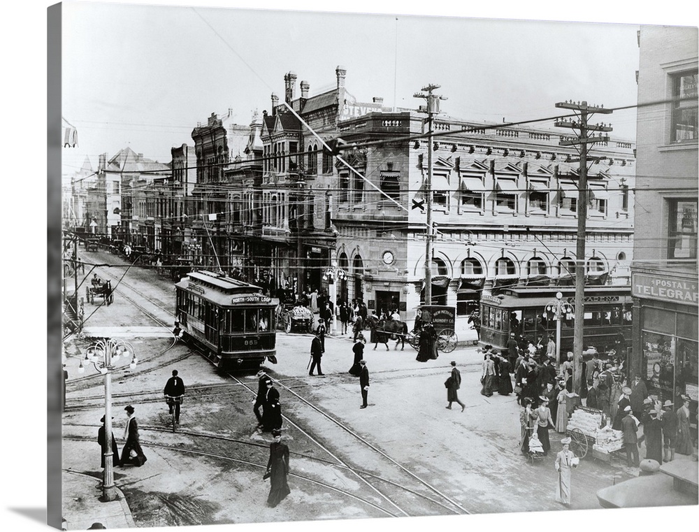 1900's Intersection Of Fair Oaks And Colorado Streets Cable Cars Horse And Buggies Pasadena California USA.