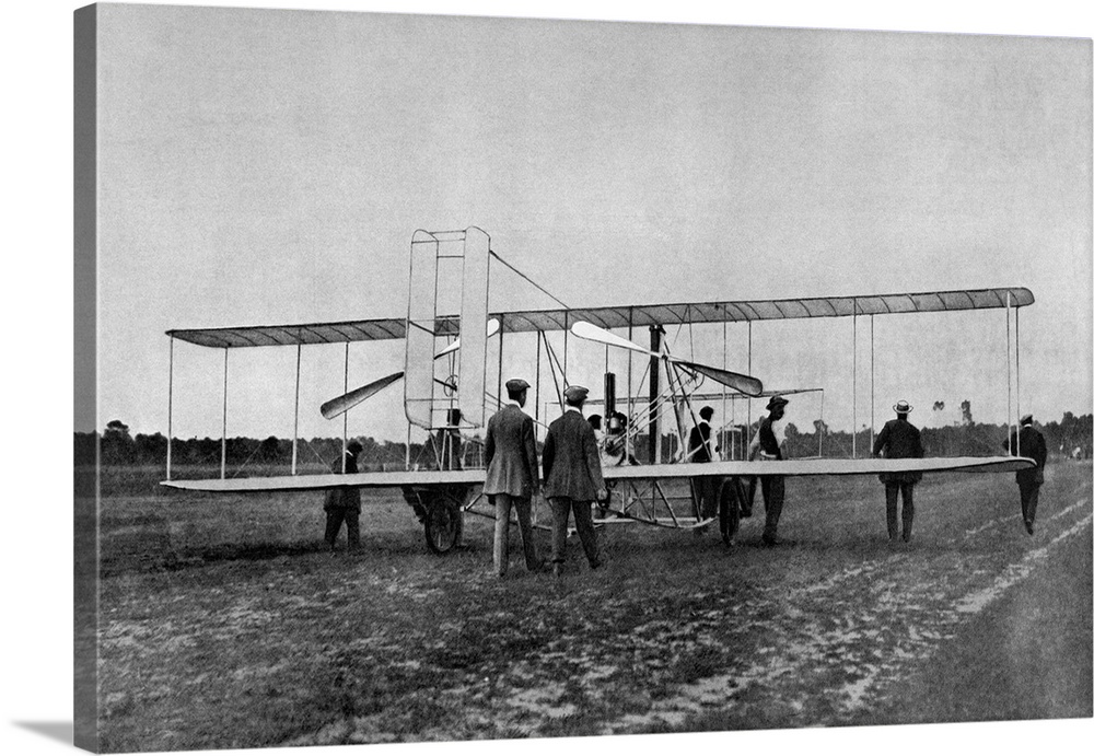 1900's Wilbur Wright Demonstrates Airplane Flying Machine To French War Office August 1908 At Le Mans France.