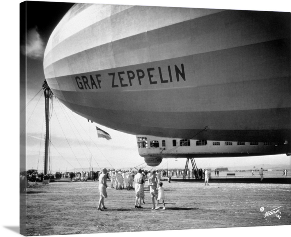 1920's 1930's People Looking At Gondola Of Graf Zeppelin Lz-127 German Rigid Lighter Than Air Airship.