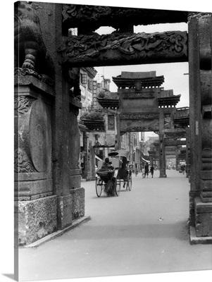 1920's 1930's Rickshaw On Street In Canton China