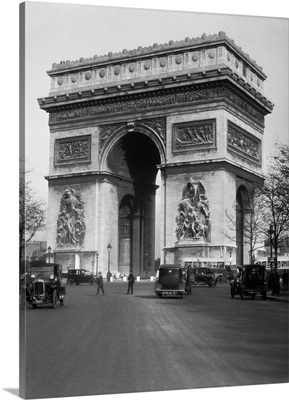 1920's Arc De Triomphe With Cars Paris France