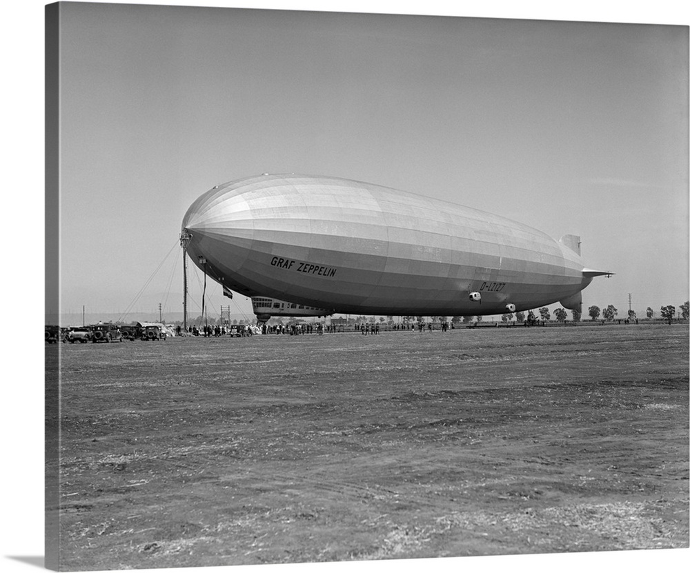 1920's German Rigid Airship Graf Zeppelin D-Lz-127 Moored Being Serviced By Small Crew October 10 1928 Lakehurst New Jerse...