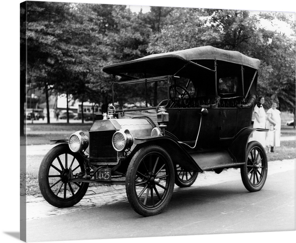 1920's Model T Ford Touring Car Automobile On Display During Parade.