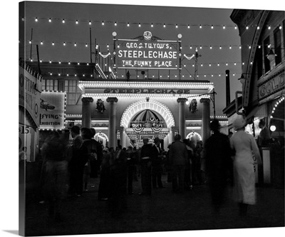 1930's 1940's Night Lights Amusement Park Brooklyn NY