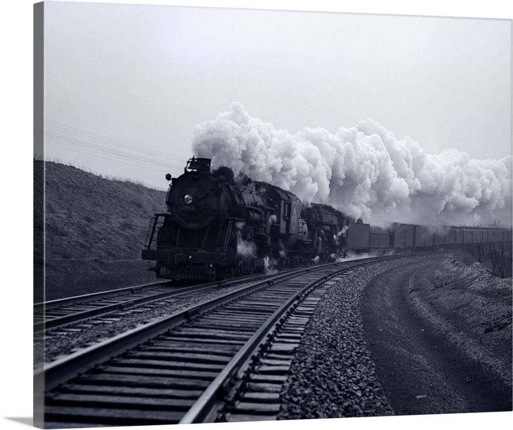 1940's 1950's Speeding Steam Locomotive Passenger Train Near Port Jervis New York USA.