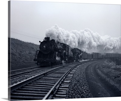 1940's 1950's Speeding Steam Locomotive Passenger Train Near Port Jervis New York USA