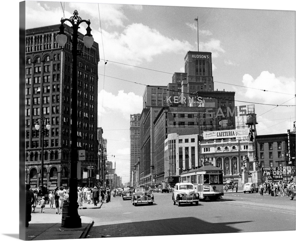 1940's Cadillac Square Detroit Michigan USA.