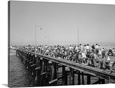 1940's People Fishing Off Laguna Beach Pier Laguna Beach California USA