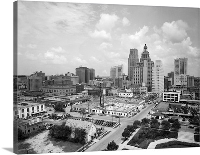 1940's Skyline Of Business District Of Houston Texas From City Hall